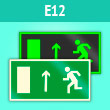 Знак E12 «Направление к эвакуационному выходу прямо (левосторонний)» (фотолюм. пластик, 300х150 мм)